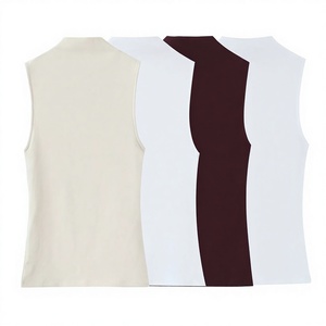PB&ZA Femme 2025 Nouvelle Collection Débardeurs Décontractés Tendance Respirants Anti-boulochage 100% Polyester à Fines Bretelles Chic - Product Image 4