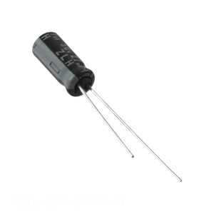 Condensador radial de aluminio de canal del fabricante, 220 uF, 6.3V, 20%, 6.3ZLH220MEFCT15X11 - Product Image 1