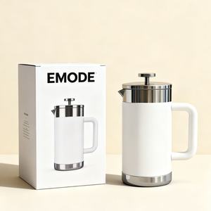 Cafetière à piston en acier inoxydable écologique, <span class=keywords><strong>design</strong></span> moderne, double paroi, acier inoxydable noir mat, isolation sous vide - Product Image 2