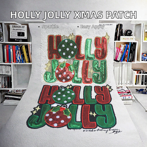 Parches de Fieltro Termoadhesivos con Lentejuelas y Bordado de PVC con Diseño Navideño de Moda Inglesa para Bolsos y Abrigos - Product Image 2