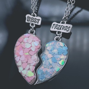 Love Best Friends Chain para niños Kid's Best Friendship Jewelry Half Heart Best Friend Collares - Product Image 1