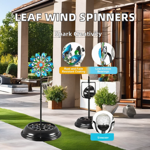Đôi kim loại sắt cơ thể động cối xay gió trang trí gió Spinner cổ phần năng lượng mặt trời đèn sân vườn - Product Image 3