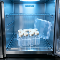 Caja de 10 viales pequeños de plástico transparente de 4 ml, sin BPA, aptos para refrigerador, para péptidos, con logotipo personalizado OEM, para exhibición minorista de marca
