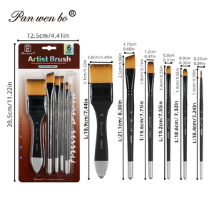 Panwenbo-Ensemble de 5 pinceaux de bonne qualité, 6 pièces, cheveux en nylon, couleurs mélangées, <span class=keywords><strong>pinceau</strong></span> d'artiste pour <span class=keywords><strong>peinture</strong></span> à l'huile, acrylique et aquarelle - Product Image 2