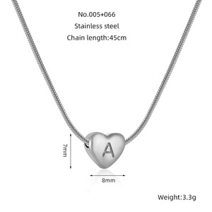 Zogxin Stainless Steel Heart Necklace With Letter Pendant Clavicle Chain For Women Fashion Jewelry - Product Image 4
