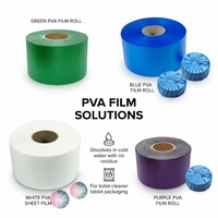 Film plastique PVA translucide souple Siker en gros, soluble dans l'eau, longueur 500m, pour emballage de blocs de toilettes en rouleaux et feuilles