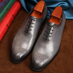 Zapatos de cuero hechos a mano - zapatos formales de negocios de piel de vacuno de primera capa, para banquetes de boda, oficina, zapatos de moda - Product Image 2