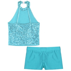 Ensemble de danse pour filles de 6 à 16 ans, fabricant de costumes de danse, vente en gros de hauts et shorts pour la gymnastique, compétition, spectacle sur scène - Product Image 5