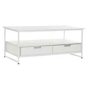 TABLE BASSE EN MÉTAL ET MDF 110X55X46 BLANC - Product Image 4