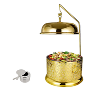 Neuer Luxuriöser Edelstahl Goldener Buffet-Chafing-Dish 8L Alkoholbetriebener Speisenwärmer mit Hängedeckel und Sichtfenster FULAIXIN