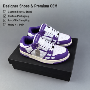 Zapatillas de Diseño de Lujo 2026 para Hombre y Mujer, de Cuero de Alta Calidad, Color Morado y Blanco con Parches de Esqueleto, Estilo Casual Deportivo, Nuevas - Product Image 1