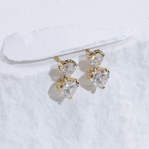 ต่างหูเพชรรูปหัวใจทองคำขาว 18K รุ่น MSE-887 จาก Messi Jewelry สำหรับผู้หญิง - Product Image 4