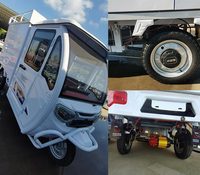 Triciclo de Carga Eléctrico Tipo Furgoneta con Cabina de 60V, Motocicleta Grande Eléctrica Cerrada de Tres Ruedas