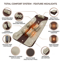 Tapis de massage corporel portable avec fonction chauffante, coussinets vibrants pour le cou, la taille, la tête et les jambes