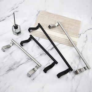 Stainless Steel Towel Rack Over The Door Single Rod Self Adhesive Kitchen Bathroom Cabinet Door Minimalist Design - Product Image 3