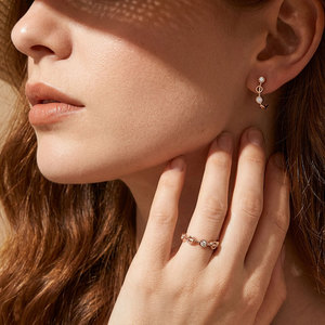 Nouveaux produits fabricant exportation minimaliste boucles d'oreilles faites à la main ensemble de bijoux 18K solide or Rose diamant naturel boucles d'oreilles - Product Image 5