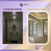 Miroir de salle de bain intelligent Source Factory avec écran tactile et éclairage LED, anti-buée sans miroir en cuivre