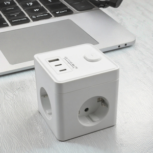 Enchufe Inteligente con Extensión USB E-Sun, Cubo con 3 Tomas de Corriente, 1 USB, 2 Puertos USB-C, Enchufe Europeo, 16A, 250V, Conexión <span class=keywords><strong>a</strong></span> Tierra Estándar, Cable de 1.5m, CE, ROHS, EMC - Product Image 1