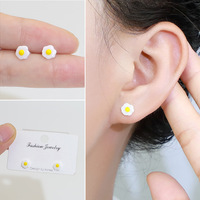 Wholesale Cute Fried Egg Stud Earrings 6mm Mini Acrylic Resin Sunny Side up 0.05g Clear Post Tiny Kawaii Food Jewelry