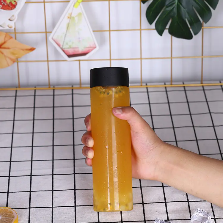 NH Wadah Minuman Sekali Pakai Plastik 16 Oz Botol Jus Buah dengan Tutup Ulir 16 Oz Botol Pet Milktea Kualitas Makanan