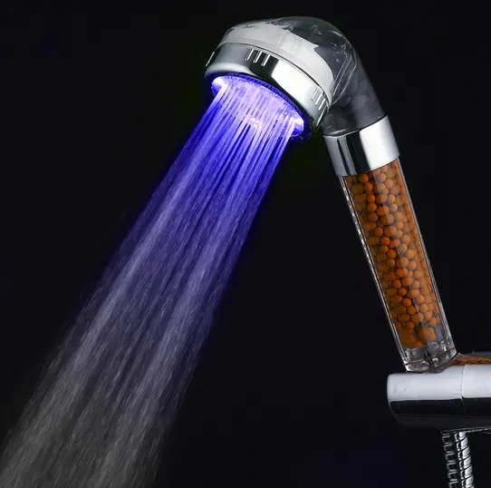 7 Color Changing Lights High Pressure Spray Ionic LED Light Filter Showerheads without Batteries