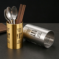Support à ustensiles rond perforé en acier inoxydable pour barbecue, restaurant et cuisine – Cylindre ventilé pour baguettes et couverts