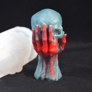 Early Riser tenant un crâne à la main bougies parfumées moule en silicone moule à bougie en plâtre décoration <span class=keywords><strong>de</strong></span> mariage outils <span class=keywords><strong>de</strong></span> gâteau moulures - Product Image 3