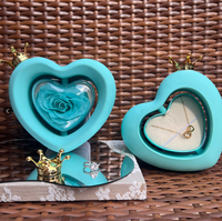 YUANQI Boîte à Bijoux Romantique en Forme de Cœur avec Rose Éternelle et Couronne pour la Saint-Valentin 2026 – Surprise Rose Préservée