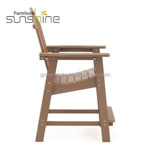 Chaise <span class=keywords><strong>Adirondack</strong></span> en HDPE de différents styles, <span class=keywords><strong>fauteuil</strong></span> en <span class=keywords><strong>plastique</strong></span> imitation bois, chaise haute simple, chaise de bistrot et de bar avec dossier - Product Image 3