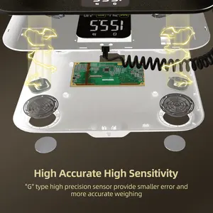 Balança inteligente digital de detecção de gordura corporal, analisador de composição de corpo inteiro com 8 eletrodos