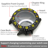 Casing Jam Tangan SKX Classic Hitam Mengkilap Posisi Jam 4 untuk Mesin SKX007 009 Kaca Kristal Safir Chapter Ring Aksesoris Modifikasi Mod