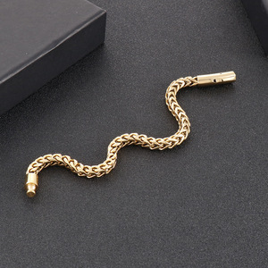 Pulsera <span class=keywords><strong>de</strong></span> Acero Inoxidable para Hombre, Cadena Simple Electrochapada, Joyería Moderna Retro Hip Hop Personalizada para Chico - Product Image 2