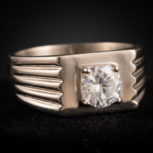 Women's Geometric Titanium Steel <b>Ring</b> with White Gemstone Prong Setting Dongguan Origin Irregular Design for Gift 210121 - Product Image 3