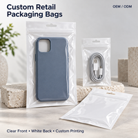 Emballage personnalisé pour téléphone portable OEM, pochette transparente auto-adhésive pour accessoires de téléphone, sac à fermeture éclair avec poignée