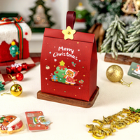Sacs cadeaux de Noël pour biscuits, sacs en papier avec fenêtre, motif Père Noël et animaux, rabat avec sangle dorée et rivet pour boulangerie de fêtes