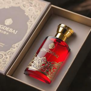 Chai nước hoa thủy tinh tròn mới về, loại nắp vặn, dung tích 30ml 50ml 100ml 200ml 250ml, màu đỏ, nắp vàng zamac - Product Image 1