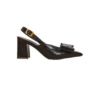Women Bright <b>Red</b> Smooth <b>Patent</b> Heeled Sandals Pointed Toe Front Bow Detail Secure Side Buckle Thick Block <b>Heel</b> Fashion Pumps - Product Image 5