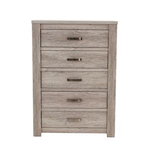 DB Chambre à coucher Rustique Gris Clair Bois Massif 1pc Armoire de Rangement à 5 Tiroirs Simple Rustique Gris Clair Commode - Product Image 1