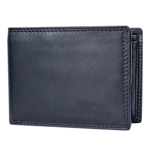 Cartera de cuero genuino para hombre, monedero negro con bloqueo RFID, tarjetero para uso diario, verano 2023 - Product Image 1