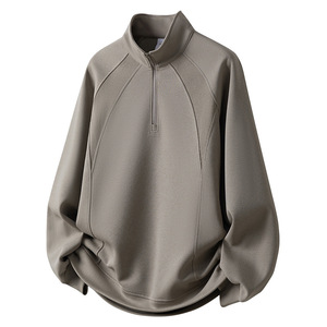 Nouveau <span class=keywords><strong>pull</strong></span> décontracté à col montant, coupe ample, anti-boulochage, avec demi-fermeture éclair et poches latérales, idéal pour le printemps et l'automne - Product Image 2