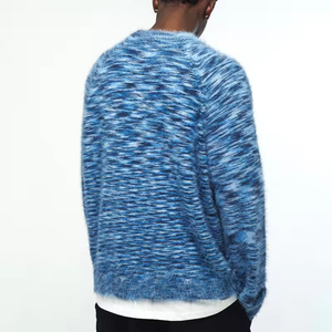 Áo Len Nhà Sản Xuất Biểu Tượng Tùy Chỉnh Thêu <span class=keywords><strong>Mohair</strong></span> Phong Cách Dệt Kim Áo Thun Không Thường Xuyên Mô Hình Dệt Kim Mờ Áo Len Người Đàn Ông - Product Image 3