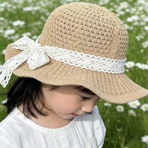 Chapeau de paille pour enfants Xi Boyu, taille unique pour les 2-6 ans, beige kaki, bordure en dentelle, protection solaire, sortie à la plage, style frais et doux - Product Image 3