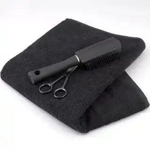 Peluquería de microfibra negra Mano Peluquería Baño Bordado Logotipo personalizado Spa Toalla facial Salón de belleza - Product Image 3