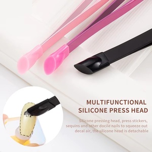 Pince à épiler double tête multi-usage avec tête de pression en silicone, outil de coupe d'ongles, pour retirer autocollants et bandes, outils de manucure pour cristaux - Product Image 1