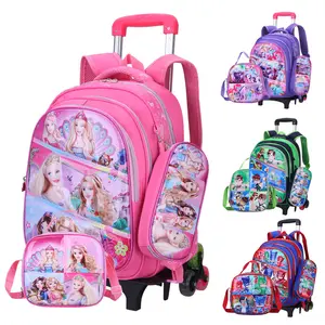 New wholesale three pieces Children's trolley school bag primary school students 2-3-5-6 grade cartoon leather backpack