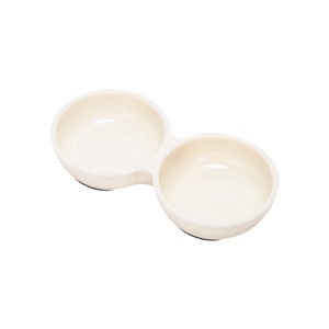 <b>Ceramic</b> Dual Pet Bowl Solid Color Rounded Shape Easy To Clean For <b>Dogs</b> Indoor Use - Product Image 2