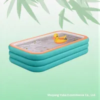 Piscine gonflable pour usage domestique, carrée, en PVC épaissi, motif de dessin animé, jouet pour bébé, jeu de pêche, 0-3 mois