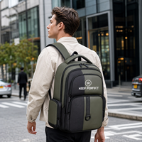 Sac à dos léger et imperméable en toile géométrique pour ordinateur portable avec port USB, doublure en polyester, idéal pour les professionnels, les étudiants et l'extérieur