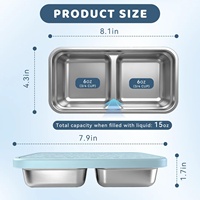Boîte à goûter pour enfants en acier inoxydable, réutilisable, avec couvercle en silicone, double compartiment, boîte à lunch pour garder les aliments frais