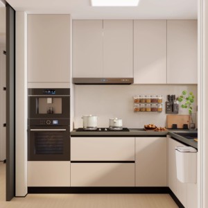 Mobili da Cucina Modulari in Legno Minimalisti e Moderni, Design Ecologico e Durevole con Vetro, per Uso in Villa, Rubinetto Personalizzabile - Product Image 1